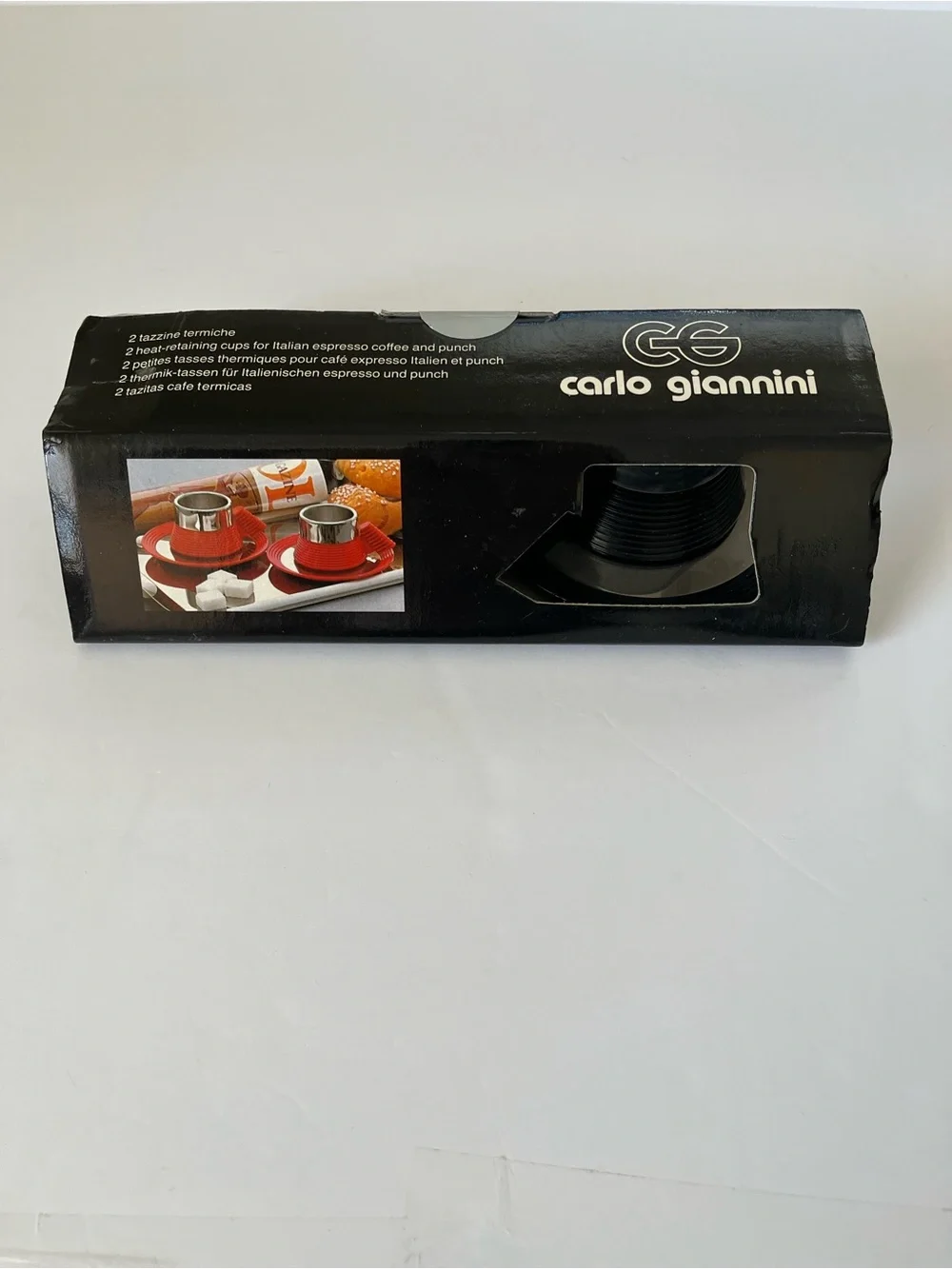 Star Trek Carlo Giannini NWT Vintage Black and Metal Espresso Cup and Saucer Set